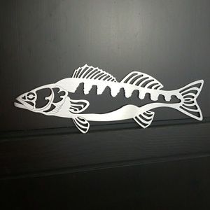 Walleye Stainless Steel Metal Fishing Sign